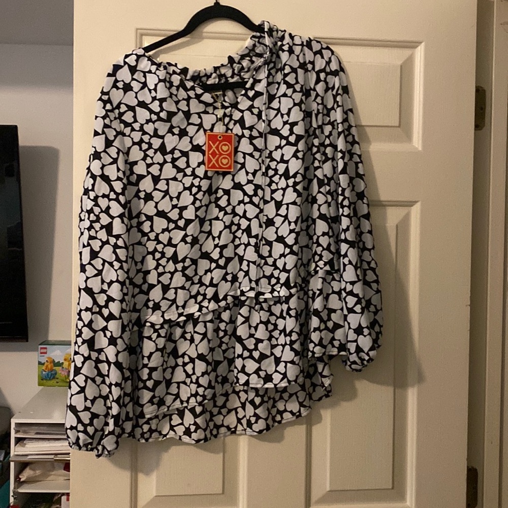 Valentine’s Day blouse white and navy blue